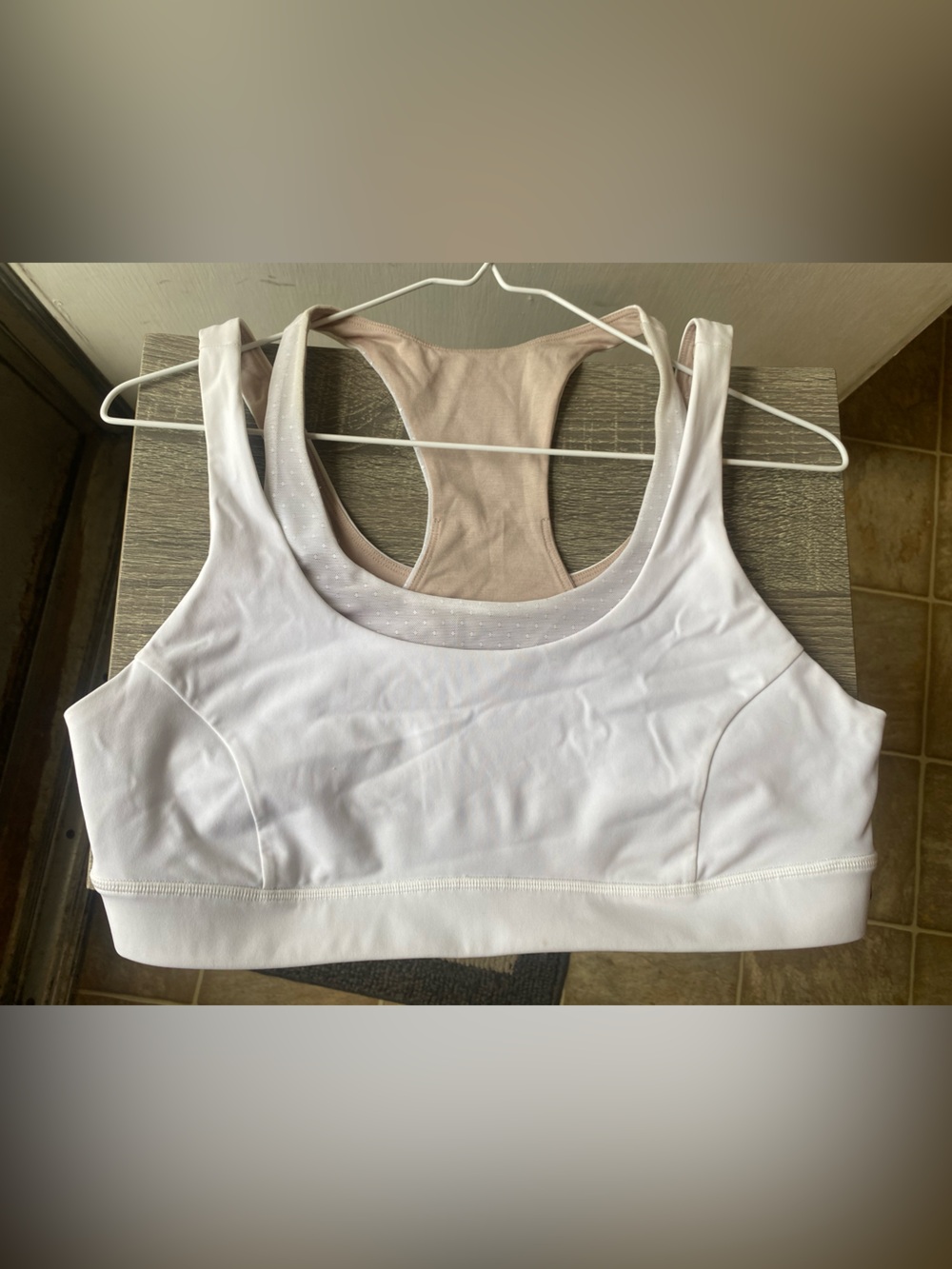 lululemon athletica White and Beige Racerback Sports Bras